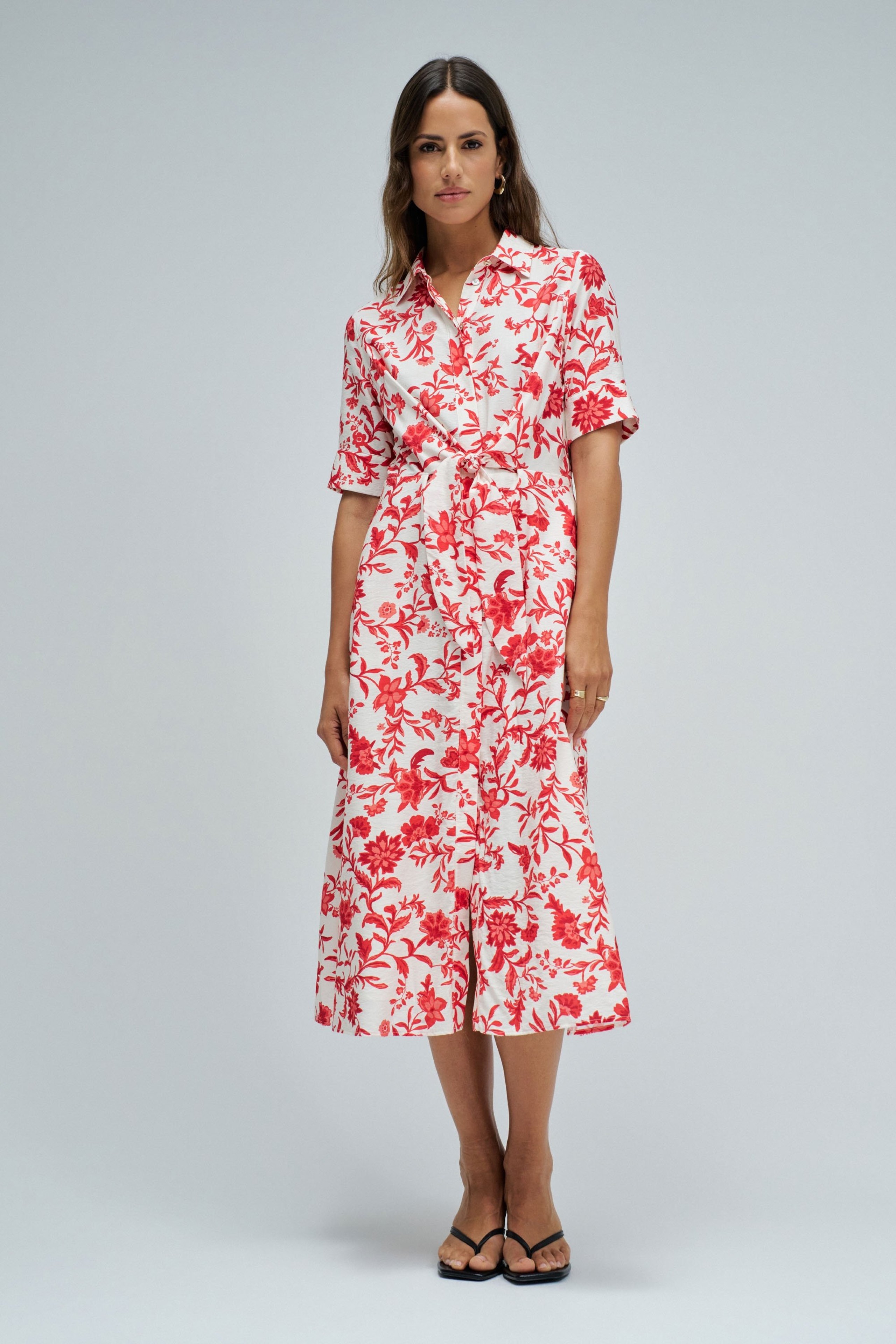 VESTIDO CAMISEIRO COM PRADRÃO FLORAL