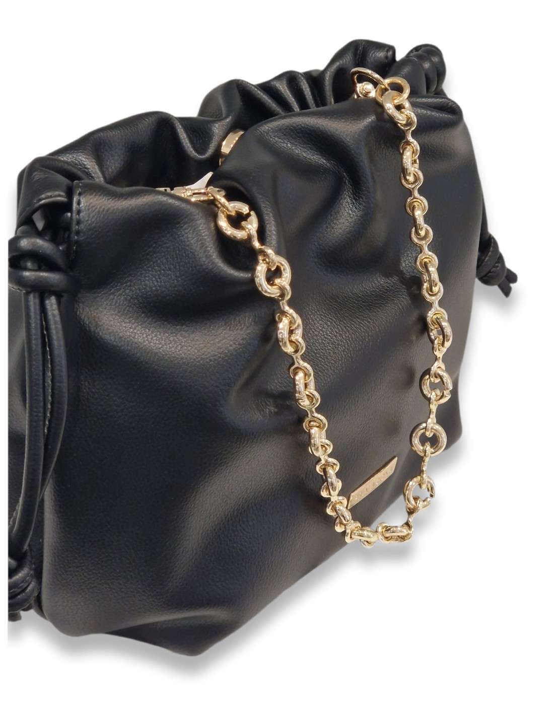 Mala Pouch Franzida com Corrente Metálica